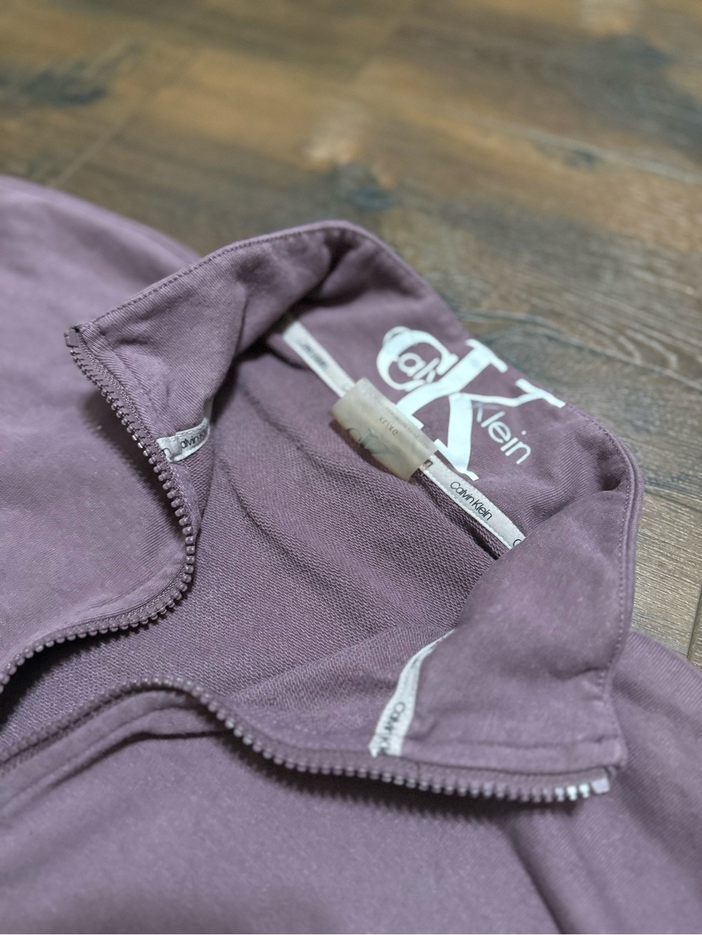 Calvin Klein Mauve Half‑Zip Drawstring Sweatshirt - Picture 3 of 5